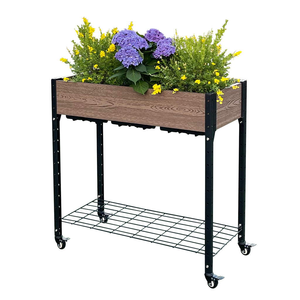 E333618WU Rolling Garden Planter / Potting Bench with Under Shelf Storage