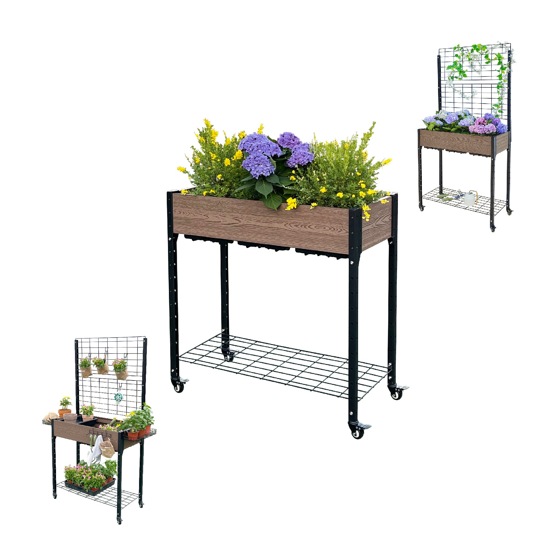 E333618WU Rolling Garden Planter / Potting Bench with Under Shelf Storage