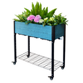 S333618UD Self-Watering Rolling Elevated Planter with Under Shelf